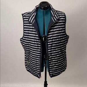 Old Navy Navy and White Striped Quilted Vest